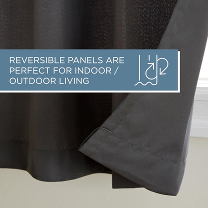 Exclusive Home Indoor/Outdoor Solid Cabana Grommet Top Curtain Panel Pair, Charcoal, 54x108, 2 Piece
