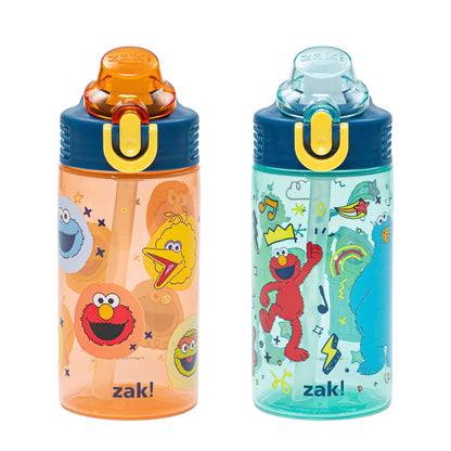 Zak Designs Disney Frozen Set de 2 Botellas de Agua Infantiles - Elmo y Amigos