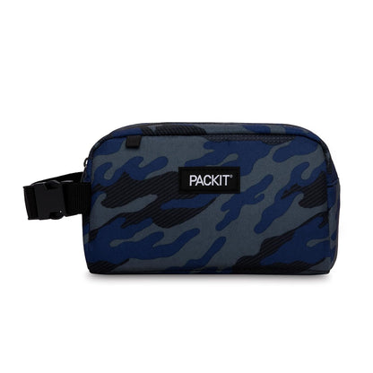 PackIt - Caja de aperitivos congelable, camuflaje deportivo azul marino, EcoFreeze, reutilizable, cierre con hebilla, para todas las edades