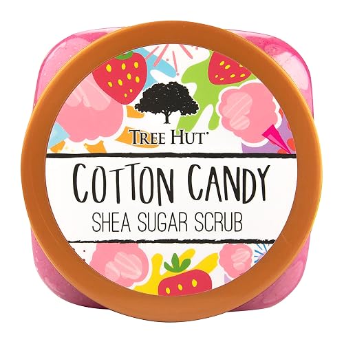 TREE HUT, Cotton Candy Shea Sugar Scrub, Exfoliante Corporal de Azúcar Natural con Manteca de Karité y Esencia de Algodón de Azúcar, Exfolia e Hidrata la Piel, 510 gramos