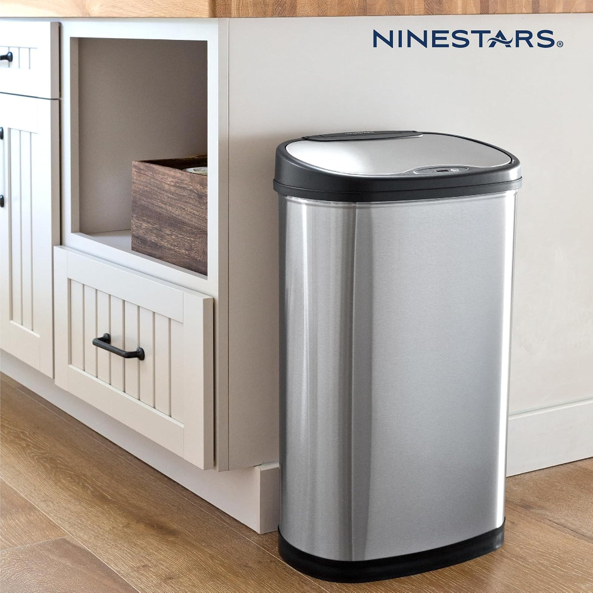 Ninestars DZT-50-25 Bote de basura con sensor de movimiento, grande, plateado
