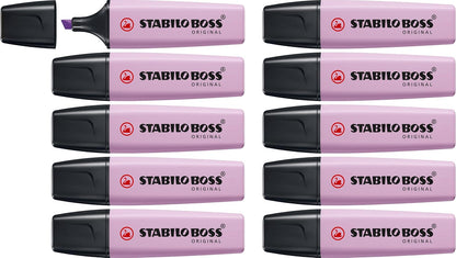 STABILO BOSS Original Pastel Resaltador, Punta Biselada, Paquete de 10 - Lila (Lilac Haze)