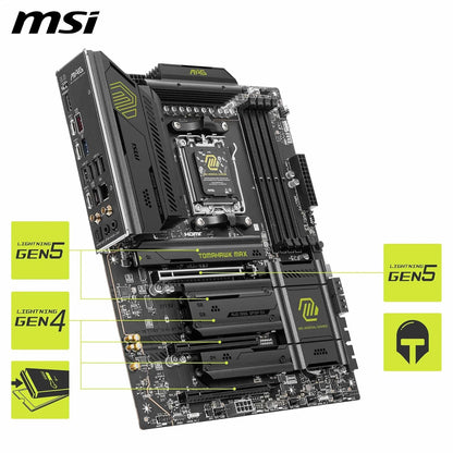 MSI MAG B850 Tomahawk MAX WiFi V1 Motherboard, ATX - Compatible con procesadores AMD Ryzen 9000/8000 / 7000, AM5-80A SPS VRM, DDR5 Memory Boost 8400+ MT/s (OC), PCIe 5.0 x16, M.2 Gen5, Wi-Fi 7, 5G LAN