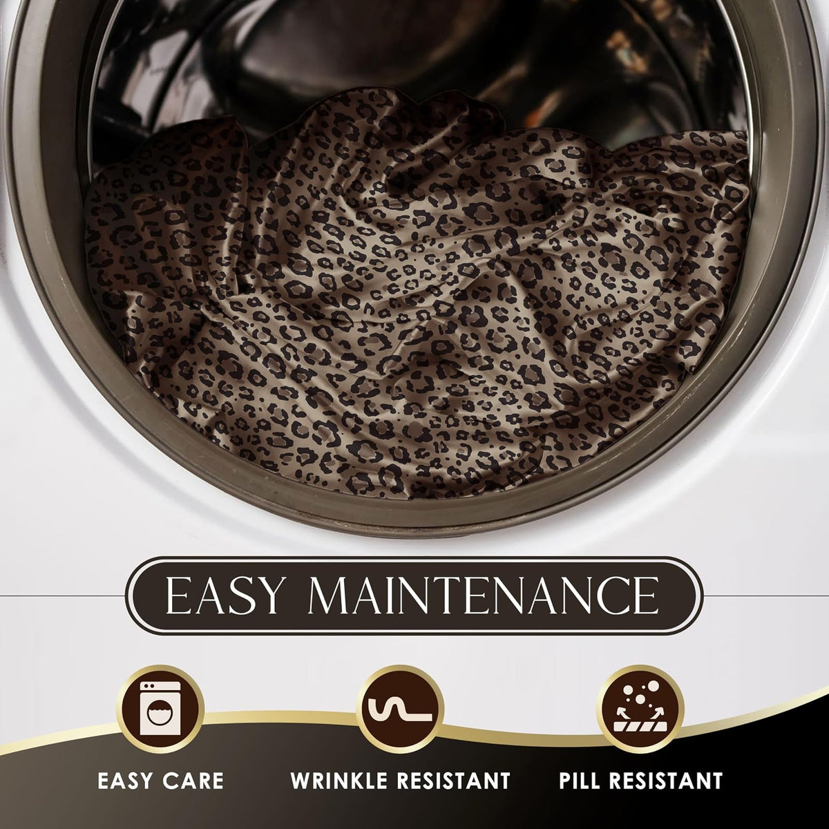 Martex Elegance - Juego de sábanas de satén de 4 Piezas, tamaño King, Calidad de Hotel de Lujo, Estampado de Leopardo, Sedoso Suave y Suave, café