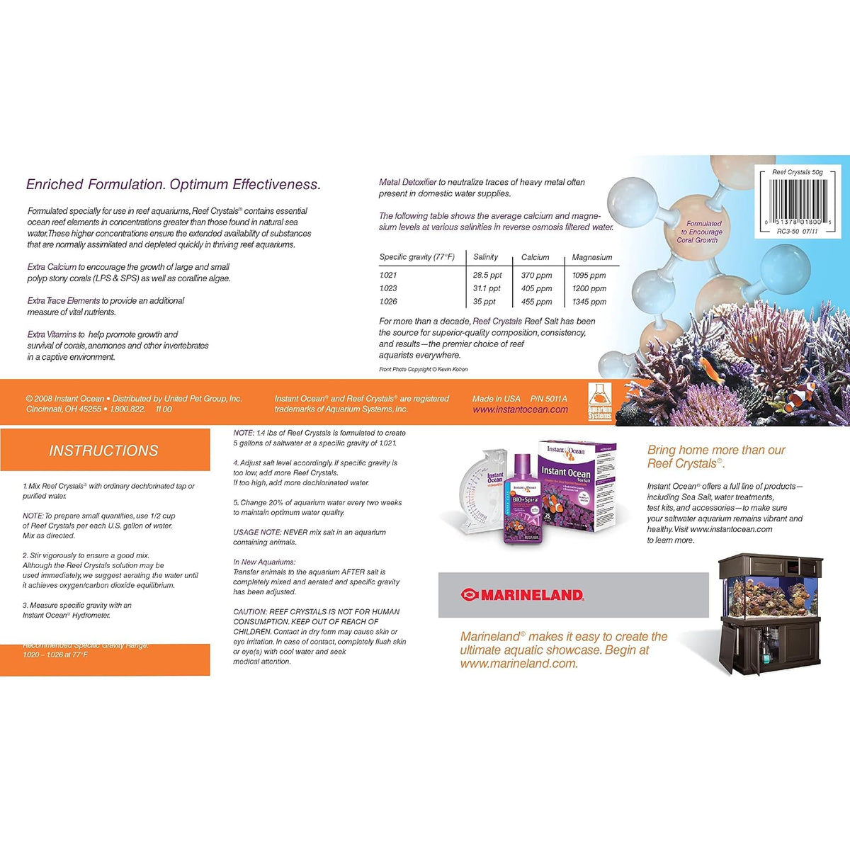 Instant Ocean SAL MARINA REEF CRISTAL 50 GAL