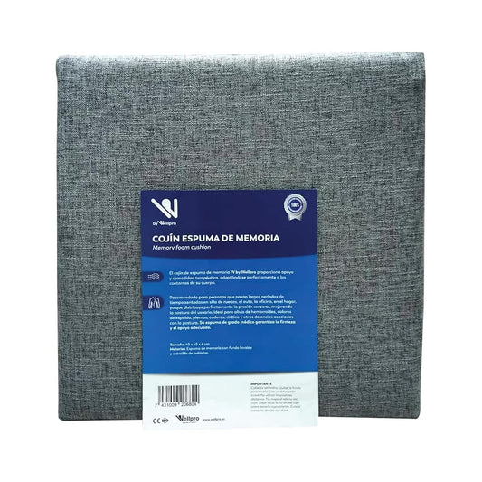 Wellpro Cojín Cuadrado Memory Foam, con Funda Extraíble Lavable, Apoyo Terapéutico para Silla, Alivia Ciática así como Dolores en Cuello, Mejora Postura