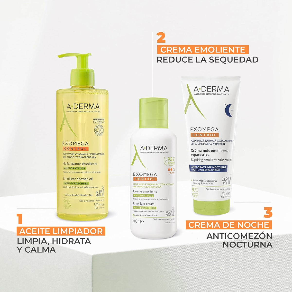 A-Derma Exomega Control Crema Hidratante Emoliente Piel Atópica, 400ml