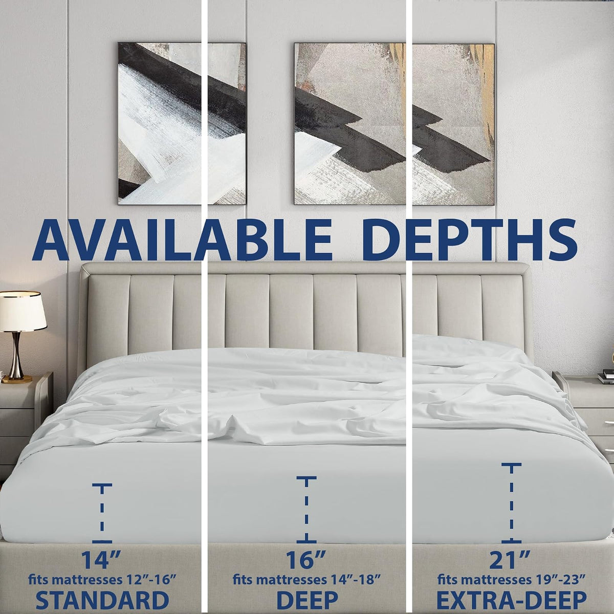 Cathay Home Sábana Bajera Ajustable Doble Cepillado Ultra Suave – Resistente a Las Arrugas y a la decoloración – Sábana Ajustable con Bolsillo estándar de 14 Pulgadas Solamente – Ajuste Personalizado