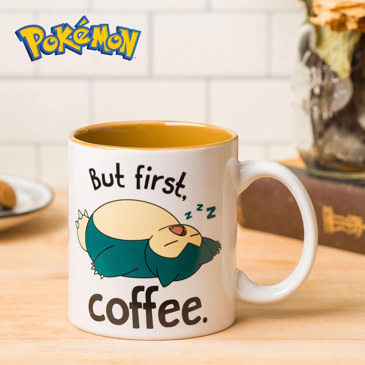 Silver Buffalo Pokemon Snorlax But First Taza de cerámica para café, 20 onzas