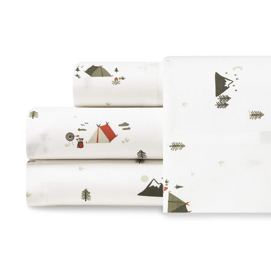 Eddie Bauer - Juego de sábanas Queen, algodón percal para decoración del hogar (Cascade Camping, Queen)