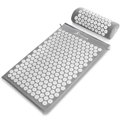 ProsourceFit Tapete de Acupresión con Almohada para Espalda y Cuello - Gray - White - 26.5" L x 16.5" W x 1" H