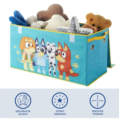 Idea Nuova Bluey - Baúl de almacenamiento plegable de tela duradera con tapa suave, 28.5 x 14.5 x 16 pulgadas, organizador de habitación para niños