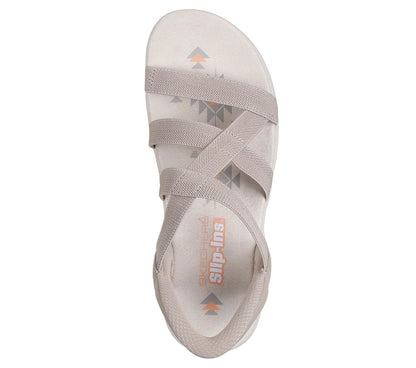 Skechers Reggae - Sandalias para mujer con manos libres, delgadas y elásticas