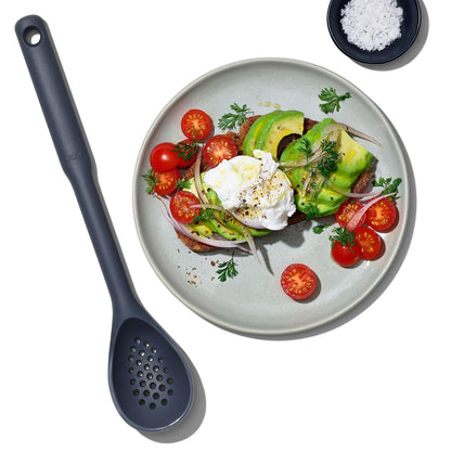 OXO Good Grips - Cuchara ranurada de Silicona, Talla única, Color Pimienta
