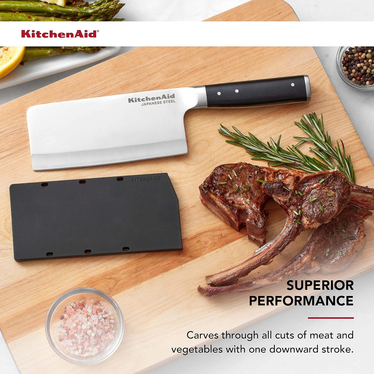 KitchenAid Gourmet Cuchillo De Carne | Negro, 6", Cuchillo Forjado, Triple Remache, Cubierta Personalizada