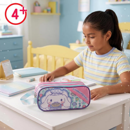 Ruz Lapicera Triple Infantil y Preescolar | Cinnamoroll | 100% Poliéster | Estuche Organizador para Niños con Compartimentos y Cierre de Cremallera | Recomendado desde 3 años