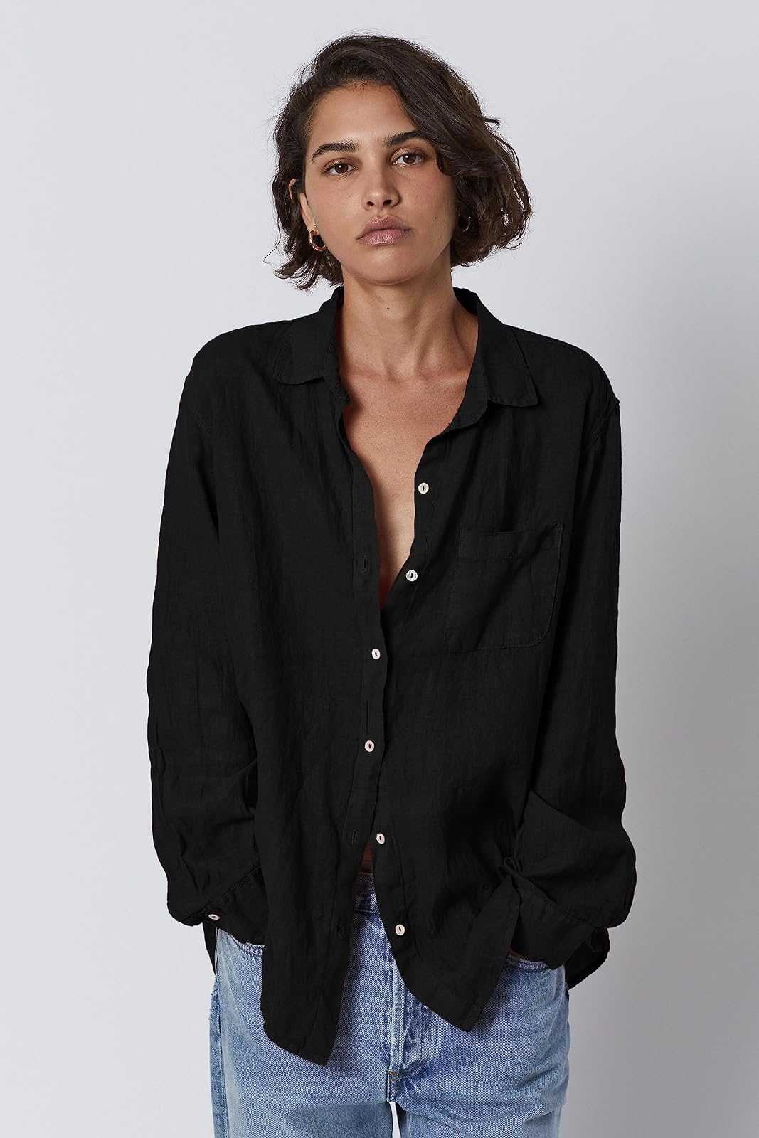 Velvet by Graham & Spencer Mulholland Camisa de Lino Camisa Abotonada para Mujer