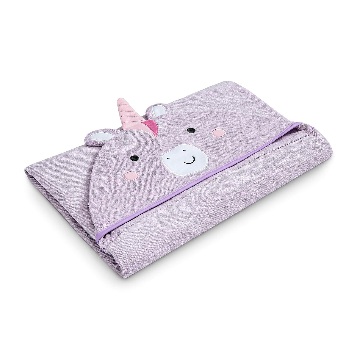 Delta Children Toalla Infantil con Capucha y Bolsillos - Súper Suave y Absorbente - Gran Regalo para Niños y Niñas - Diseño: Unicornio Lila