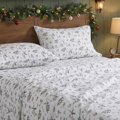 Eddie Bauer - Juego de sábanas Queen, Ropa de Cama de Franela de algodón cálido y Transpirable con Bolsillos Profundos, Cepillado para Mayor suavidad, acogedora decoración del hogar, Certificado