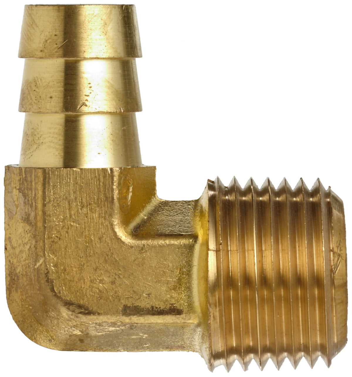 Anderson Metals - Manguera de latón, codo de 90 grados, lengüeta de 1/2 pulgadas x tubo macho de 3/8 pulgadas