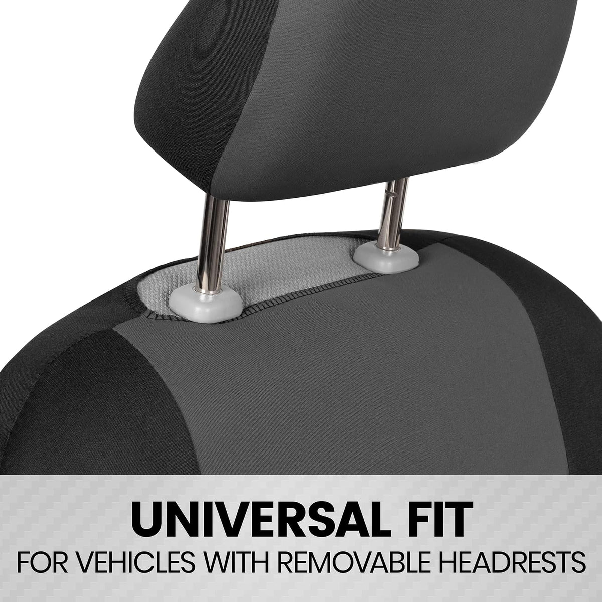 BDK PolyPro Fundas de Asiento Completas con Funda de Volante, Carbón sobre Negro, Banco Dividido, OS-312