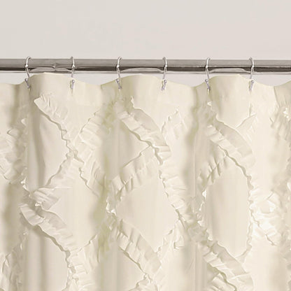 Lush Decor - Cortina de Ducha con Volantes de Color Marfil y Amarillo pálido | Diseño Texturizado Estilo rústico Shabby Chic x 72, 72 x 72 Pulgadas