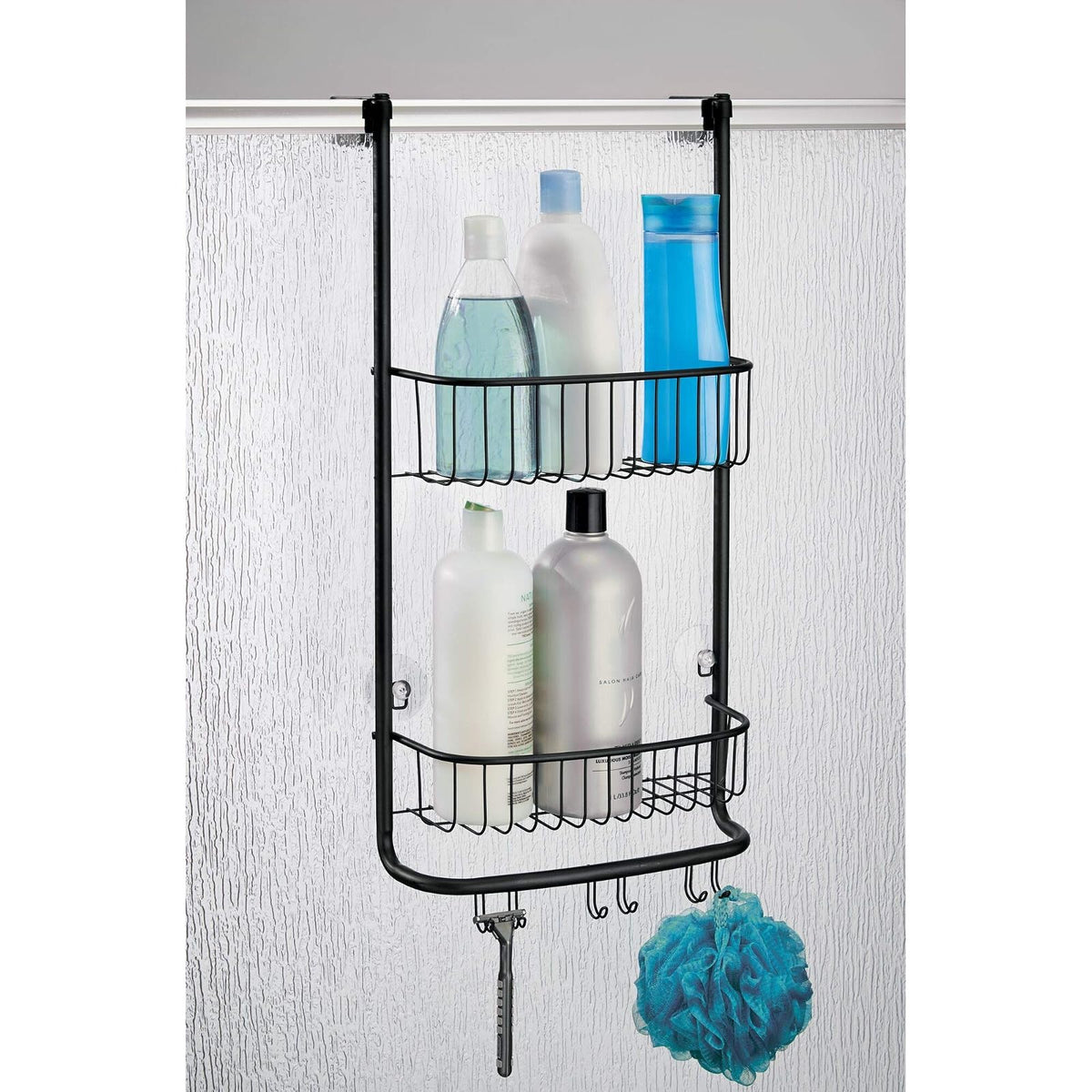 InterDesign Forma Estantería de baño para Colgar, pequeño Estante de Ducha de Metal, repisa de baño, Negro Mate