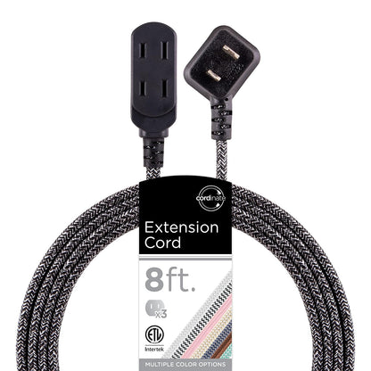 Cordinate Designer Extensión Eléctrica de 3 Salidas Polarizadas, Cable Trenzado 2.4 m - Negro - Gris - 2.4 m - 1 paquete