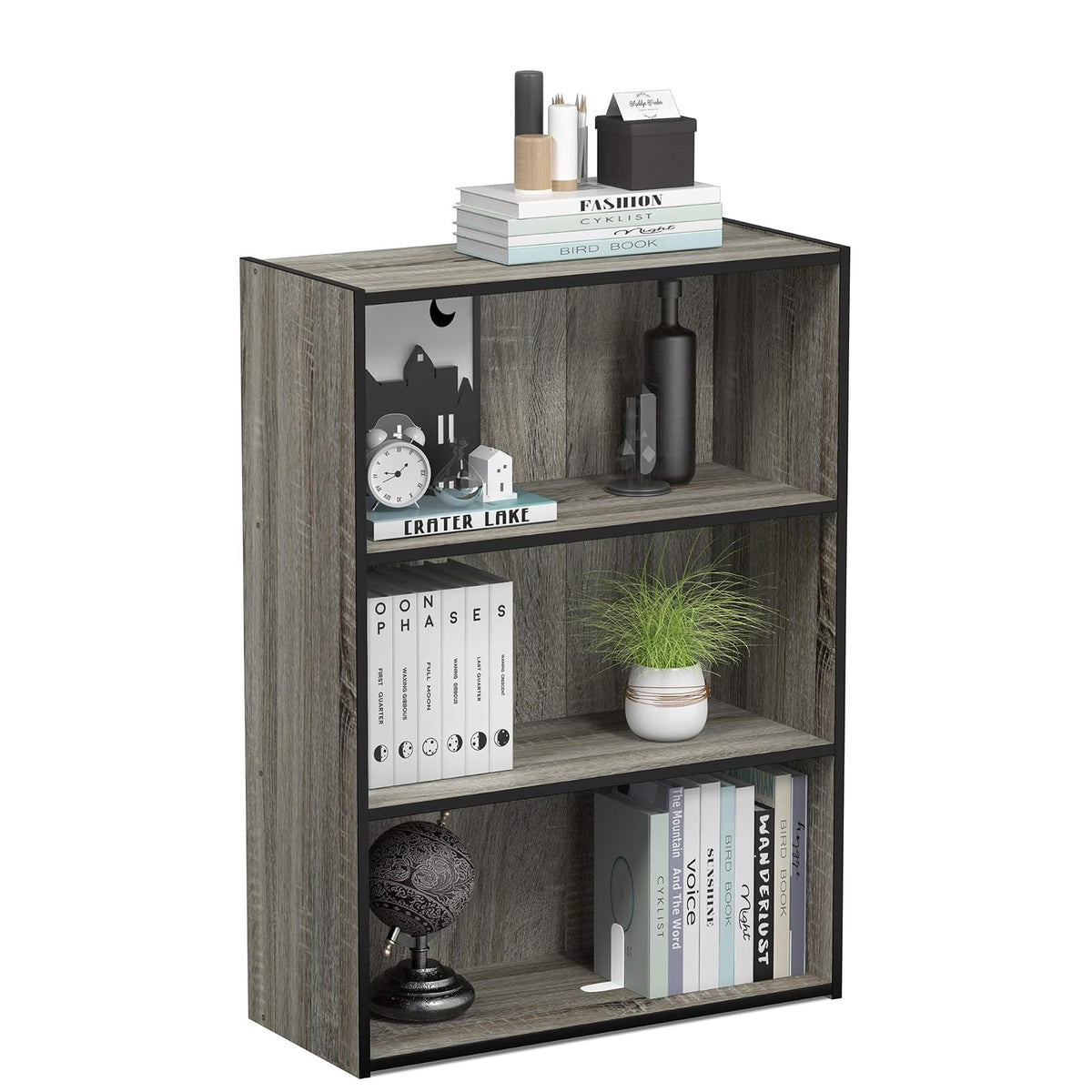 Furinno Pasir Estantería de 3 o 4 Niveles, Varios Colores - Roble francés - 3 livelli con ripiano fisso