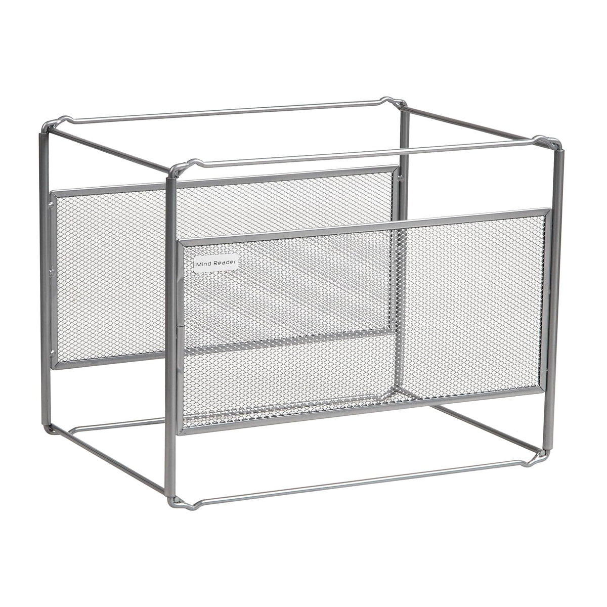 Mind Reader Hanging File Folder Organizer, Desktop Organizer, Storage, Office, Metal Mesh, 13" L x 9.75" W x 10.25" H, Silver
