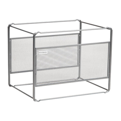 Mind Reader Hanging File Folder Organizer, Desktop Organizer, Storage, Office, Metal Mesh, 13" L x 9.75" W x 10.25" H, Silver