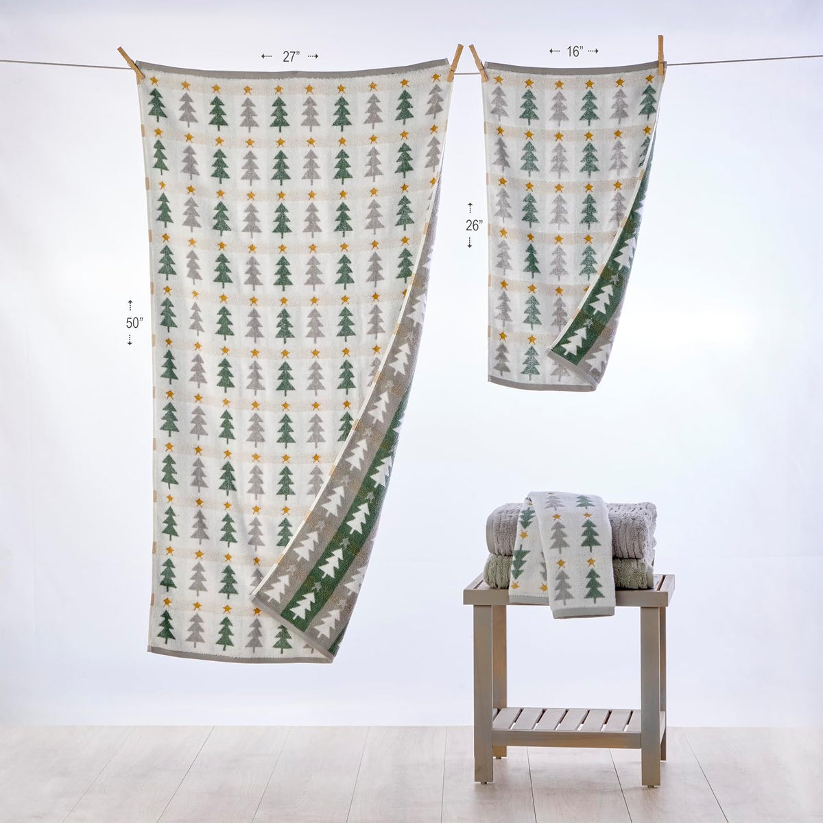 SKL Home - Juego de Toallas de Mano de 2 Piezas de 100% algodón, 100% algodón, Jacquard Reversible, Suave y Absorbente, Decorativo para baño/Cocina/Bar, Multicolor
