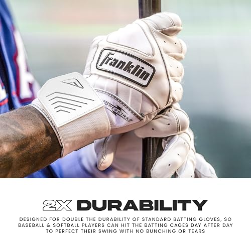 Franklin Sports MLB Guantes de bateo – Infinite Powerstrap béisbol + Softball Guantes de bateo de puño Largo – Guantes de práctica de Jaula para Adultos + jóvenes duraderos – Muñeca Reforzada + Piel