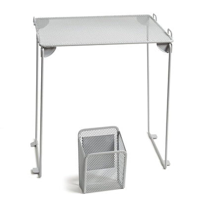 U Brands - Kit de organización de clóset de Malla Gris, Incluye Taza magnética y Estante Plegable, 2 Piezas