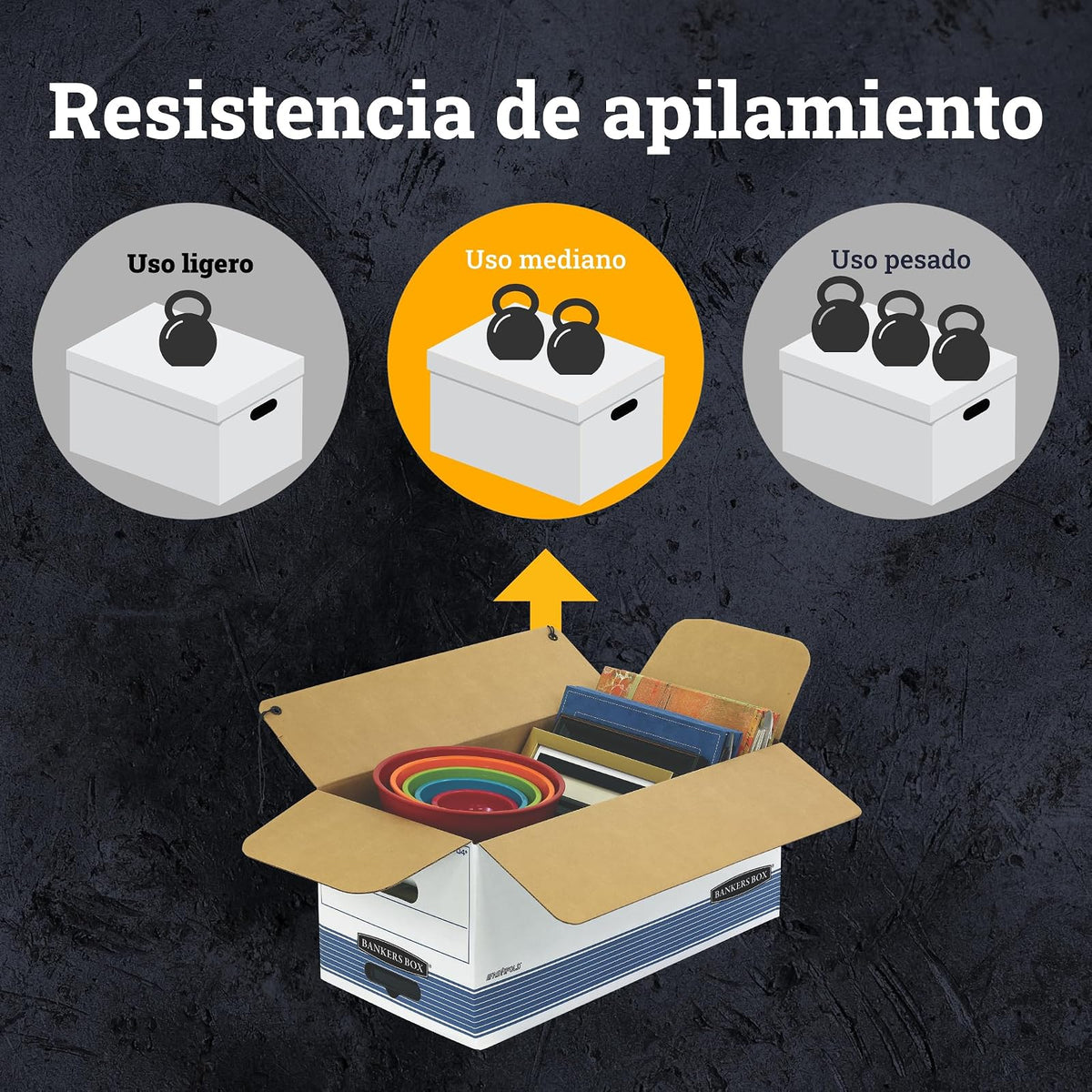 Bankers Box STOR/FILE Cajas de almacenamiento de servicio medio, plegado rápido, cuerda y botón, carta, caja de 12 unidades (00704)