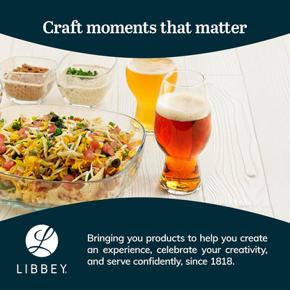 Libbey Entertaining Essentials - Juego de 6 vasos de cerveza para manualidades, elegantes vasos de cerveza, vasos de tulipán IPA para importaciones, alias pálidas indias y clásicos