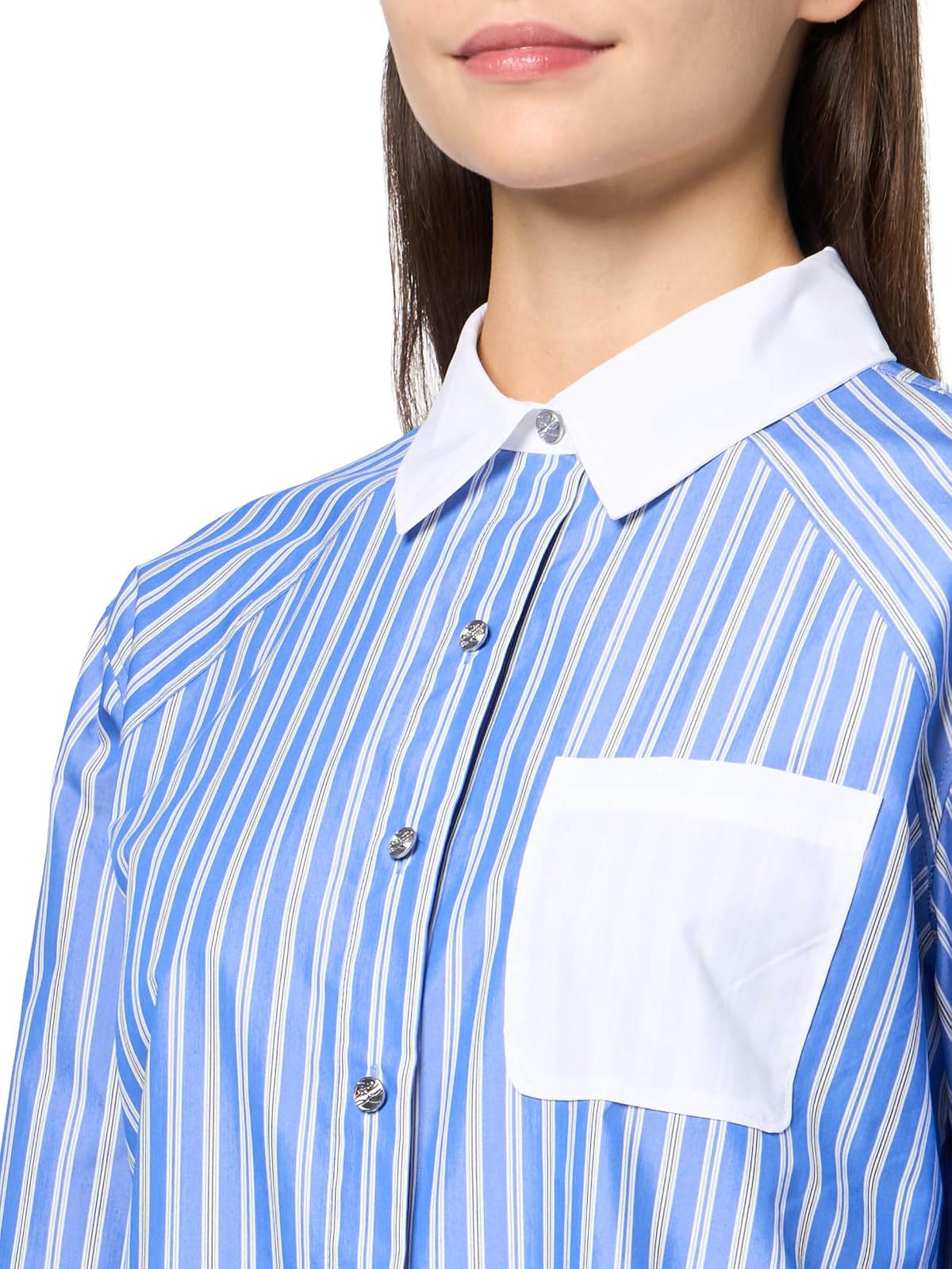 Karl Lagerfeld - Blusa de Manga Larga a Rayas para Mujer, Azul (French Blue Combo)
