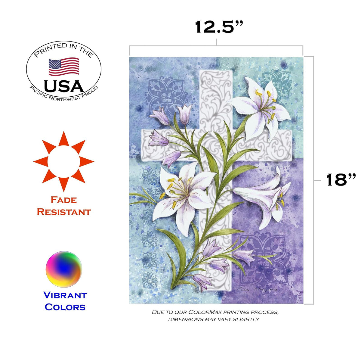 Toland Home Garden 112586 Bandera de Pascua de lirios de Pascua de 12 x 18 pulgadas, bandera de jardín de Pascua de doble cara para decoración de patio al aire última intervensión