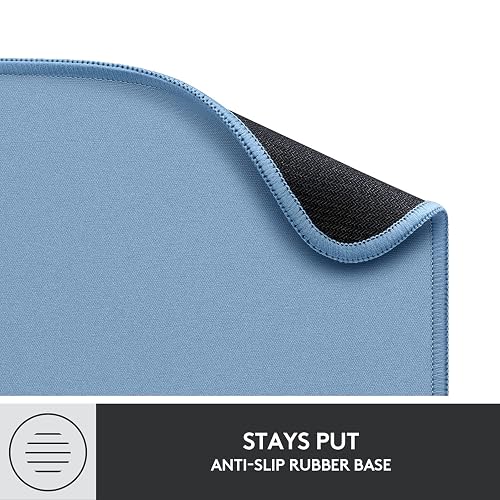 Logitech Mouse Pad - Studio Series, con Base de Caucho Antideslizante, Superficie Resistente a Salpicaduras, Materiales Durables, Portátil, Diseño Fresco y Moderno - Azul Claro