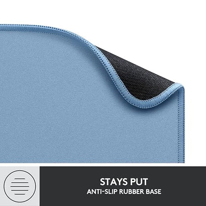 Logitech Mouse Pad - Studio Series, con Base de Caucho Antideslizante, Superficie Resistente a Salpicaduras, Materiales Durables, Portátil, Diseño Fresco y Moderno - Azul Claro