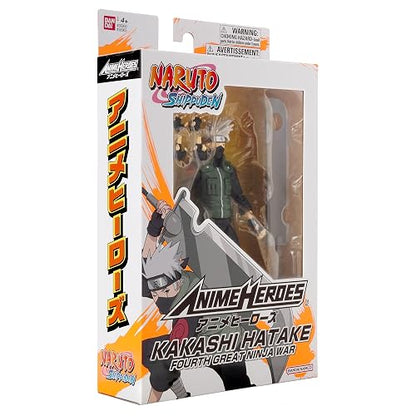 ANIME HEROES – Naruto Hatake Kakashi – Figura Articulada 6.5” Cuarta Gran Guerra Ninja, Detalle Premium y Manos Intercambiables, Ideal para Fans y Coleccionistas