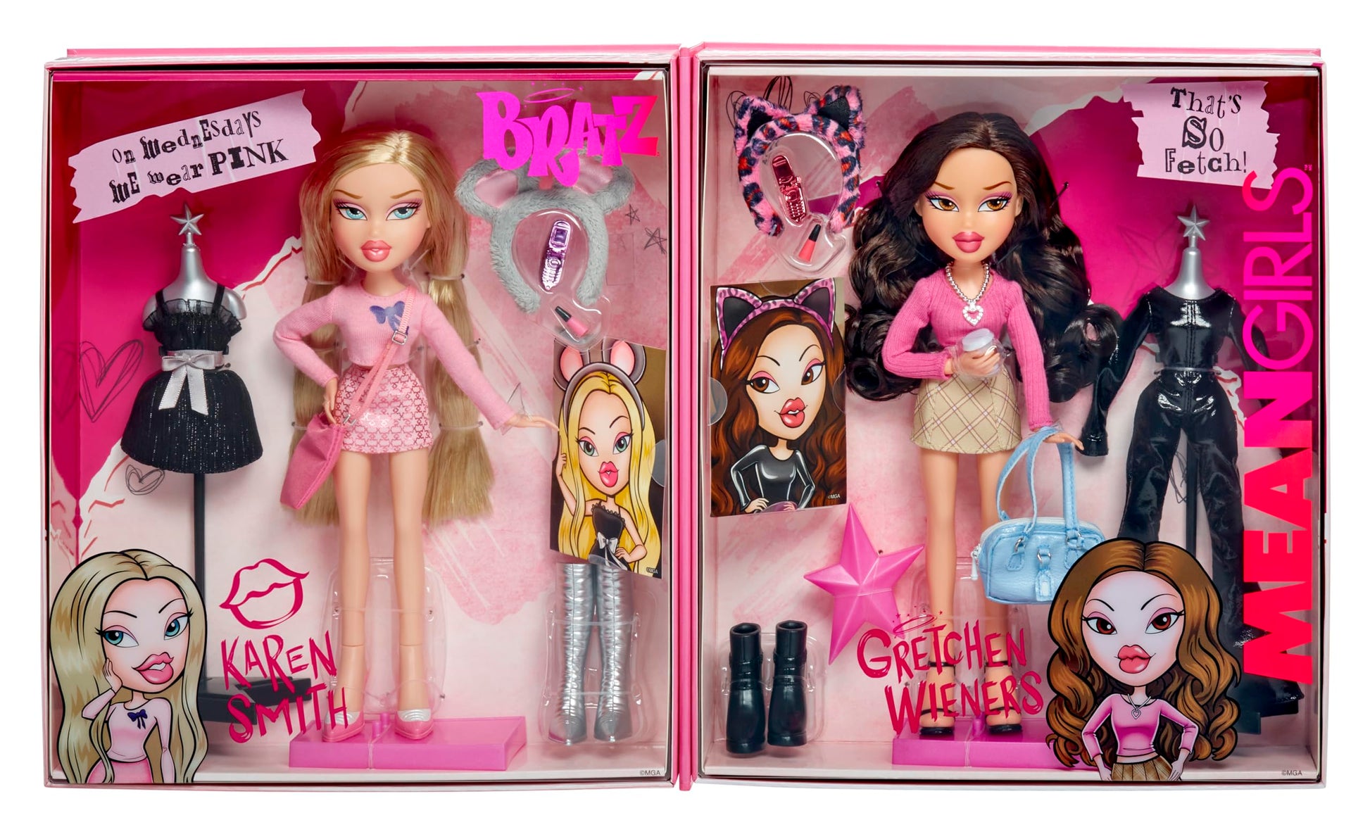 Bratz, Mean Girls Muñecas Karen y Gretchen, Muñecas para Niñas, Incluye 4 Atuendos y Accesorios, 4 Años en Adelante