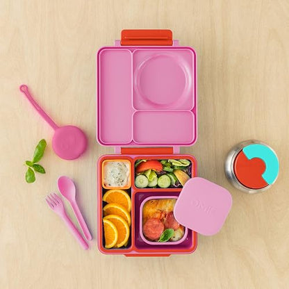 Omielife - Contenedores de silicona a prueba de fugas, contenedores de almacenamiento de alimentos con tapa, contenedor bento para almuerzo escolar, sin BPA, hermético, apto para lavaplatos, Rosa