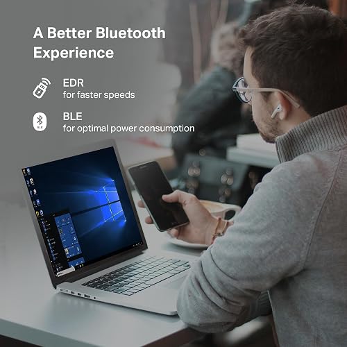TP-Link Bluetooth 5.0 USB Adaptador, Compatible con Windows 10/8.1/8/Win 7/XP, para PC, portátil, Mouse, Teclado, Auriculares (UB500)