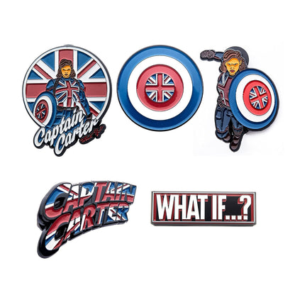 Marvel Studios: What if…?, Capitana Carter, juego de 5 pines de solapa esmaltados con base de metal, viene en una caja circular giratoria de 16 cm con ventana con licencia oficial (exclusivo de )