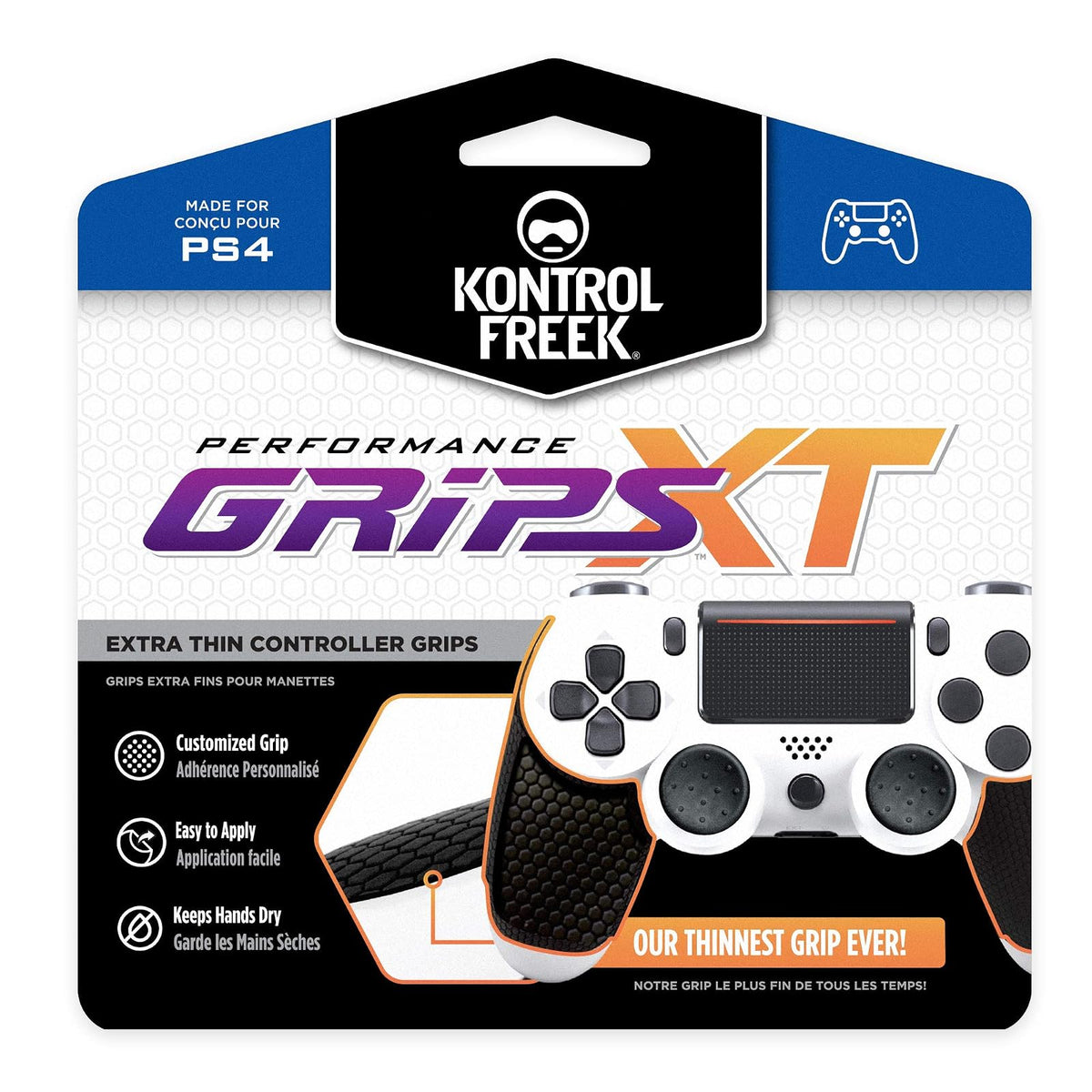 KontrolFreek Performance Grips XT - Puños Extra Finos para PlayStation 4, Color Negro (extrafino)