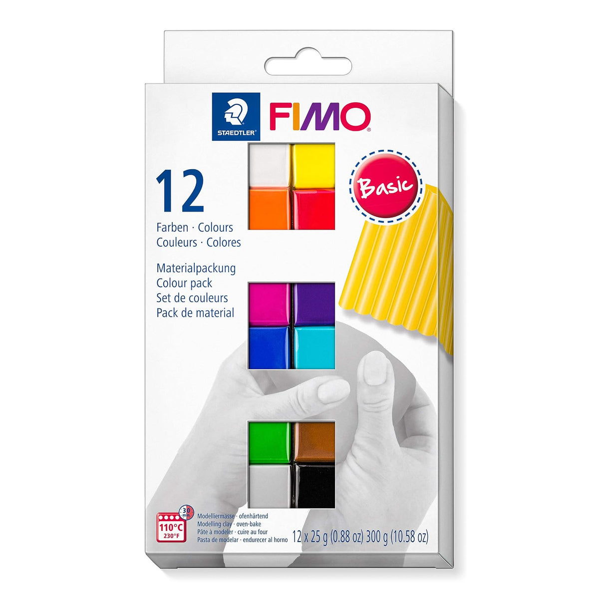 STAEDTLER Fimo - Pasta blanda para modelar en horno en colores básicos, suave y flexible, especial para principiantes y artistas aficionados, 12 bloques de 25 g en surtidos, 8023 C12-1