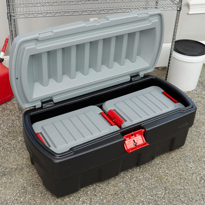 Rubbermaid ActionPacker 48 galones con contenedores de 8 galones anidados, contenedores de almacenamiento bloqueables, industriales, resistentes con tapas