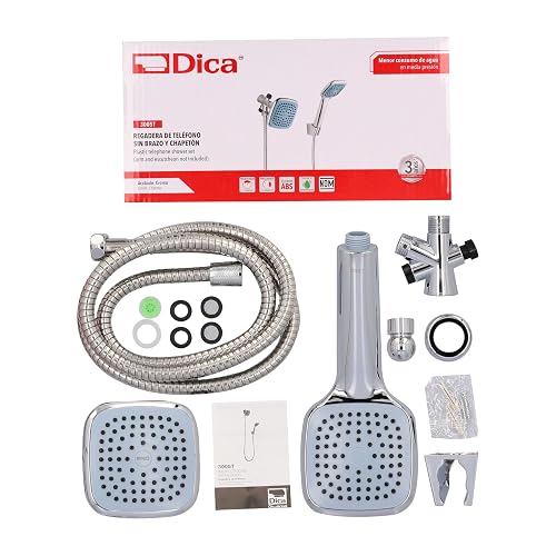 DICA 3005T Regadera de Teléfono, Ducha de Baño, Regadera Moderna tipo Lluvia, Acabado Cromo