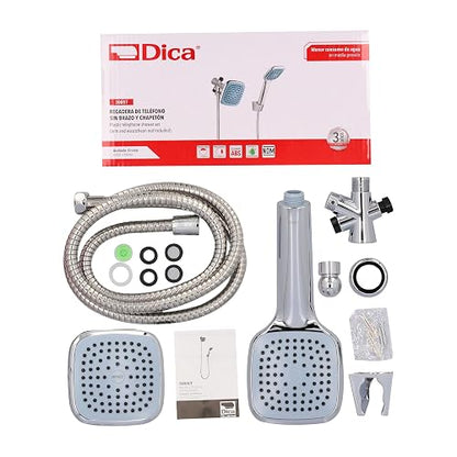 DICA 3005T Regadera de Teléfono, Ducha de Baño, Regadera Moderna tipo Lluvia, Acabado Cromo